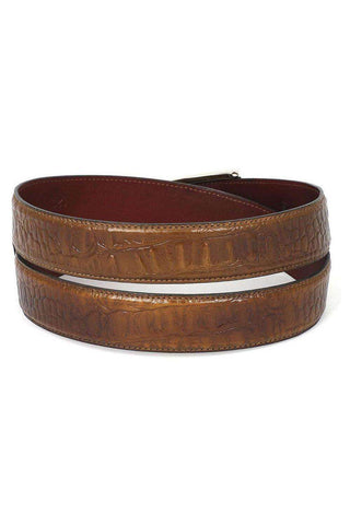 Paul Parkman B02 Men's Crocodile Embossed Calfskin Leather Belt (PMB207)