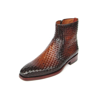 Paul Parkman BT269 Men's Shoes Woven Calf-Skin Leather Welted Zipper Boots (PM6402)-AmbrogioShoes