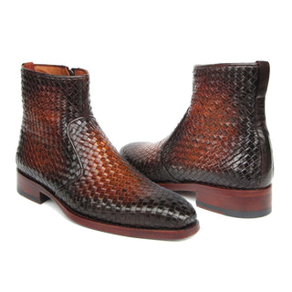 Paul Parkman BT269 Men's Shoes Woven Calf-Skin Leather Welted Zipper Boots (PM6402)-AmbrogioShoes