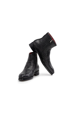 Paul Parkman BT269 Woven Calf-Skin Leather Welted Zipper Boots (PM6402)