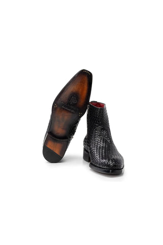 Paul Parkman BT269 Woven Calf-Skin Leather Welted Zipper Boots (PM6402)