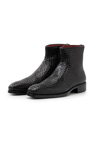 Paul Parkman BT269 Woven Calf-Skin Leather Welted Zipper Boots (PM6402)