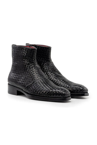 Paul Parkman BT269 Woven Calf-Skin Leather Welted Zipper Boots (PM6402)