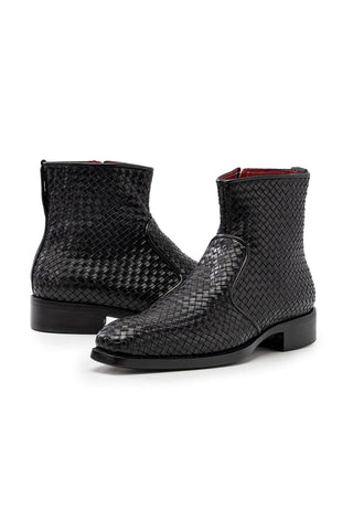 Paul Parkman BT269 Woven Calf-Skin Leather Welted Zipper Boots (PM6402)