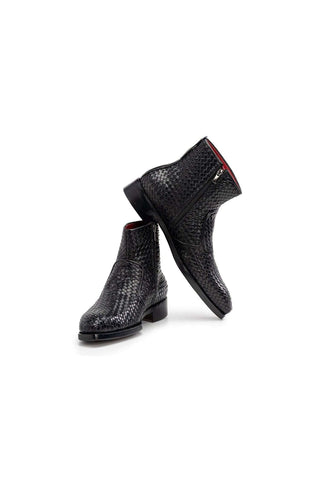 Paul Parkman BT269 Woven Leather Welted Zipper Boots (PM6402)
