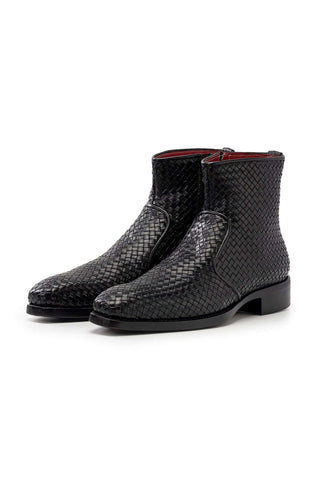 Paul Parkman BT269 Woven Leather Welted Zipper Boots (PM6402)