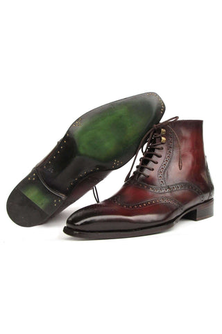 Paul Parkman BT4861-BRD Brown Burnished Leather Goodyear Welted Wingtip Boots (PM6407)