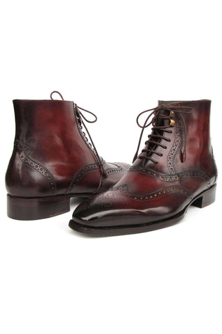 Paul Parkman BT4861-BRD Brown Burnished Leather Goodyear Welted Wingtip Boots (PM6407)