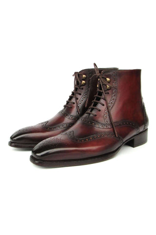 Paul Parkman BT4861-BRD Brown Burnished Leather Goodyear Welted Wingtip Boots (PM6407)