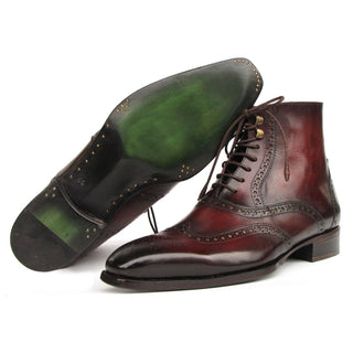 Paul Parkman BT4861-BRD Men's Shoes Brown Burnished Leather Goodyear Welted Wingtip Boots (PM6407)-AmbrogioShoes