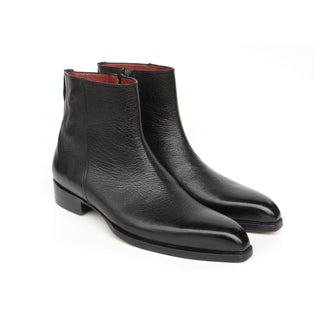 Paul Parkman BT6499-BLK Men's Shoes Black Floater Leather Side Zipper Boots (PM6392)-AmbrogioShoes