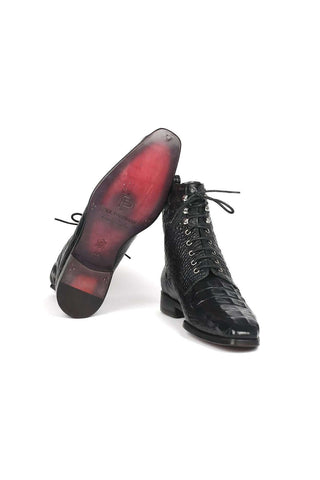 Paul Parkman BT744-BLK Black Crocodile Embossed / Leather Boots (PM6286)