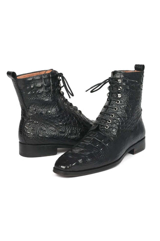 Paul Parkman BT744-BLK Black Crocodile Embossed / Leather Boots (PM6286)