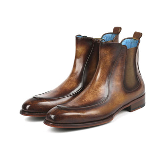 Paul Parkman BT822BRW Men's Shoes Brown Calf-Skin Leather Goodyear Welted Dress Chelsea Boots (PM6326)-AmbrogioShoes