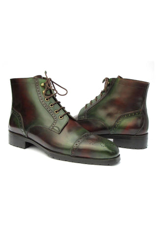 Paul Parkman BT9566 Calf-Skin Leather Cap-Toe Derby Lace-Up Boot (PM6457)
