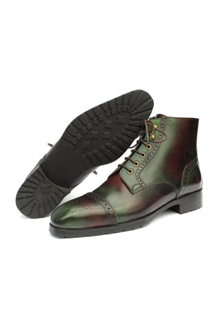 Paul Parkman BT9566 Calf-Skin Leather Cap-Toe Derby Lace-Up Boot (PM6457)