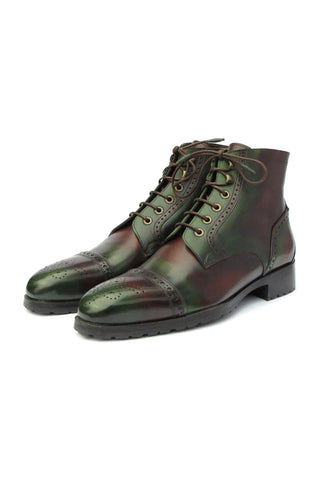 Paul Parkman BT9566 Calf-Skin Leather Cap-Toe Derby Lace-Up Boot (PM6457)