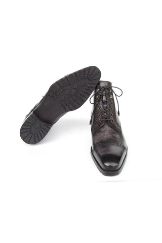 Paul Parkman BT9566 Calf-Skin Leather Cap-Toe Derby Lace-Up Boot (PM6457)