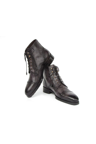 Paul Parkman BT9566 Calf-Skin Leather Cap-Toe Derby Lace-Up Boot (PM6457)