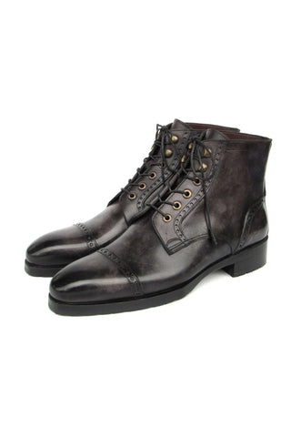 Paul Parkman BT9566 Calf-Skin Leather Cap-Toe Derby Lace-Up Boot (PM6457)