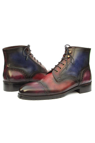 Paul Parkman BT9566 Calf-Skin Leather Cap-Toe Derby Lace-Up Boot (PM6457)