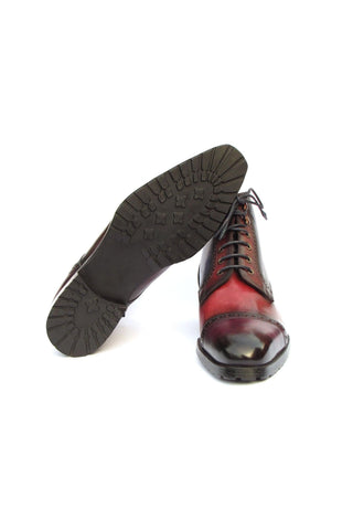 Paul Parkman BT9566 Calf-Skin Leather Cap-Toe Derby Lace-Up Boot (PM6457)