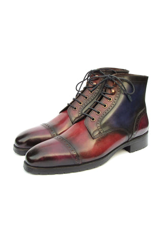 Paul Parkman BT9566 Calf-Skin Leather Cap-Toe Derby Lace-Up Boot (PM6457)