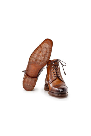 Paul Parkman BT9566 Calf-Skin Leather Cap-Toe Derby Lace-Up Boot (PM6457)