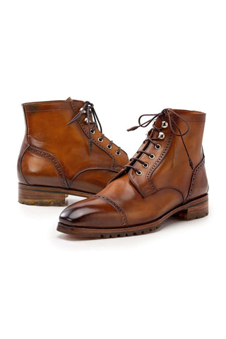 Paul Parkman BT9566 Leather Cap-Toe Derby Lace-Up Boot (PM6457)