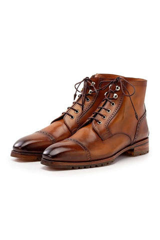 Paul Parkman BT9566 Leather Cap-Toe Derby Lace-Up Boot (PM6457)