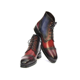 Paul Parkman BT9566-MLT Men's Shoes Multicolor Hand Painted Leather Cap Toe Boots (PM6404)-AmbrogioShoes