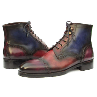 Paul Parkman BT9566-MLT Men's Shoes Multicolor Hand Painted Leather Cap Toe Boots (PM6404)-AmbrogioShoes