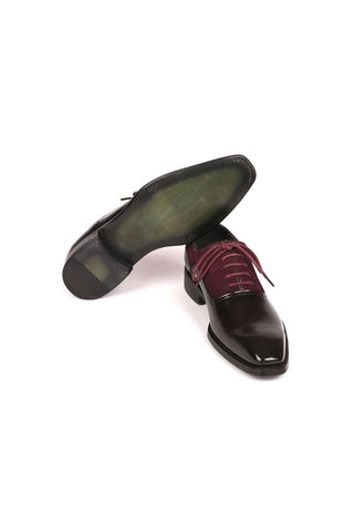 Paul Parkman Black & Burgundy Suede / Patent Goodyear Welted Formal Oxfords (PM6324)