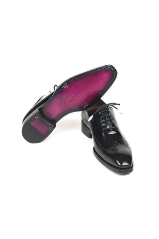 Paul Parkman Black Polished Good-Year Welted Wing-Tip Oxfords 181BLK55 (PM6126)