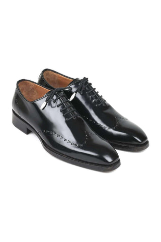 Paul Parkman Black Polished Good-Year Welted Wing-Tip Oxfords 181BLK55 (PM6126)