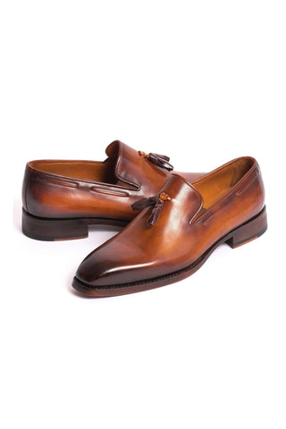 Paul Parkman Brown Calf-skin Leather Goodyear Welted Tassel Loafers 51TS-BRW (PM5918)