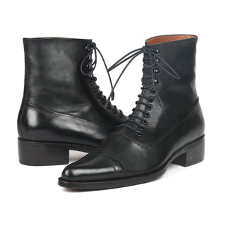 Paul Parkman CW477-BLK Men's Shoes Black Calf-Skin Leather Goodyear Welted Boots (PM6269)-AmbrogioShoes