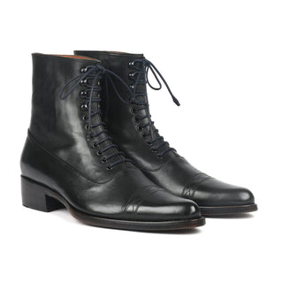 Paul Parkman CW477-BLK Men's Shoes Black Calf-Skin Leather Goodyear Welted Boots (PM6269)-AmbrogioShoes