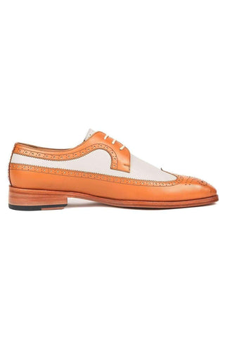 Paul Parkman Cognac and Cream Calf-Skin Wingtip Derby 924CC55 (PM6122)