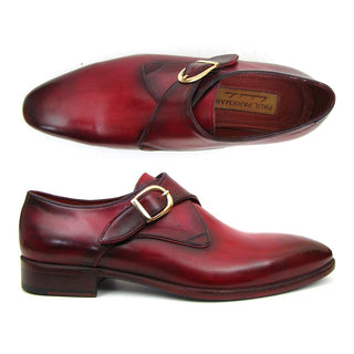 Paul Parkman DW984P Men's Shoes Burgundy Calf-Skin Leather Monk-Strap Loafers (PM6291)-AmbrogioShoes