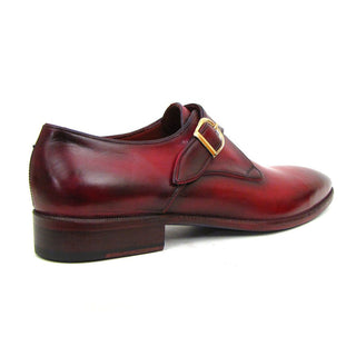 Paul Parkman DW984P Men's Shoes Burgundy Calf-Skin Leather Monk-Strap Loafers (PM6291)-AmbrogioShoes