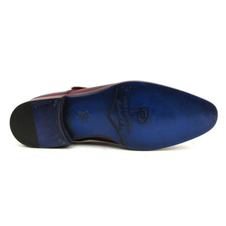 Paul Parkman DW984P Men's Shoes Burgundy Calf-Skin Leather Monk-Strap Loafers (PM6291)-AmbrogioShoes