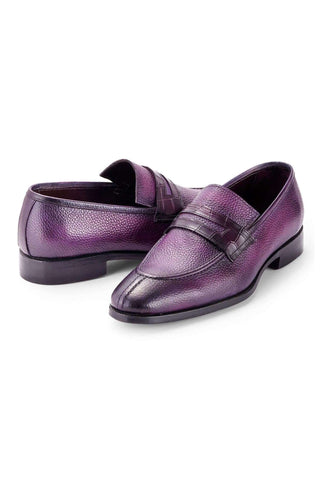 Paul Parkman Full Grain Leather Split-Toe Penny Loafers (PM6443)