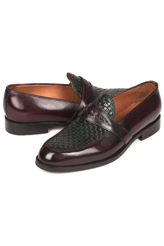 Paul Parkman Green / Brown Woven & Leather Slip-On Loafers 548LF832 (PM6208)
