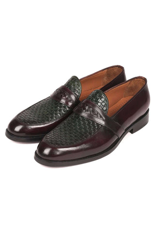Paul Parkman Green / Brown Woven & Leather Slip-On Loafers 548LF832 (PM6208)
