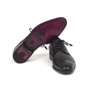 Paul Parkman Handmade Shoes Black Aged Leather Captoe Derby Oxfords (PM5658)-AmbrogioShoes