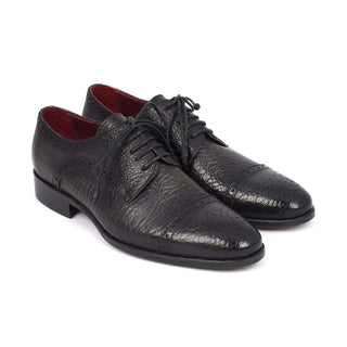 Paul Parkman Handmade Shoes Black Aged Leather Captoe Derby Oxfords (PM5658)-AmbrogioShoes