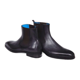 Paul Parkman Handmade Shoes Black & Gray Chelsea Boots (PM5608)-AmbrogioShoes