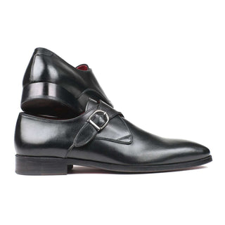 Paul Parkman Handmade Shoes Black Leather Single Monkstraps Loafers (PM5863)-AmbrogioShoes