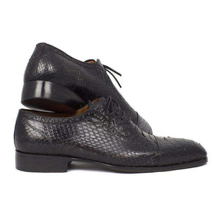 Paul Parkman Handmade Shoes Black Snake Skin Captoe Oxfords (PM5305)-AmbrogioShoes